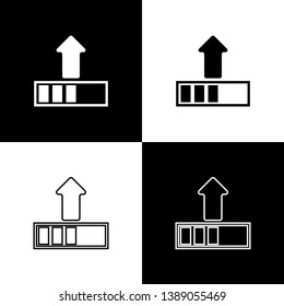 Set Loading icons isolated on black and white background. Upload in progress. Progress bar icon. Line, outline and linear icon. Vector Illustration
