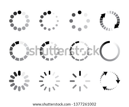 Set Loading icons. Load icon. Donload or upload status icon. Flat style - stock vector.