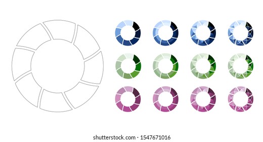 Set loading icons. Loading. Load. Progress bar for upload download round process. Website loading icons. Vector contour, flat, polygonal illustration.