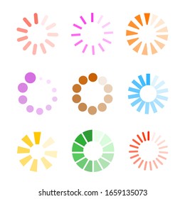 set of loading icons on white background.