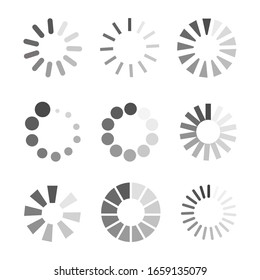 set of loading icons on white background.