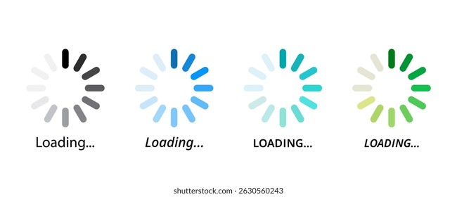 Conjunto de ícones de carregamento. Conjunto de ícones de progresso de carregamento. Carregando ícone de status. Sinais de carregamento da barra de progresso. Carregar ícones de vetor. Ícone de vetor de buffer