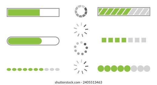 Set of loading icons system software update and upgrade concept.