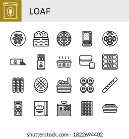 Set of loaf icons. Such as Flour, Dumpling, Wafer, Meatloaf, Loaf, Muffin, Bread, Round bread, Cracknels, Baguette, Bakery, Bagel , loaf icons