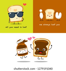 a set of loaf mascot. Vector illustration