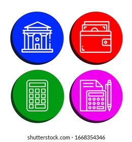 Conjunto de iconos de préstamo. Como Courthouse, Wallet, Calculator , iconos de préstamos