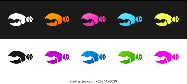 Set Lobster or crab claw icon isolated on black and white background.  Vector