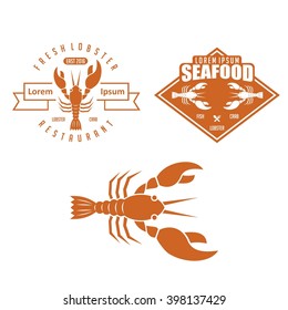 Set of lobster seafood badges and design elements