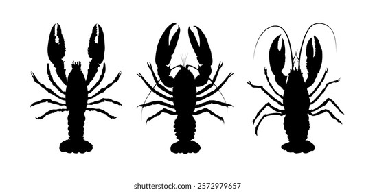 Set of lobster silhouette - vector illustration	