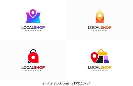 Set of Local Shop Logo designs concept vector, Online Shop logo designs, Shopping bag symbol template