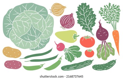 Set of local vegetables and fruits