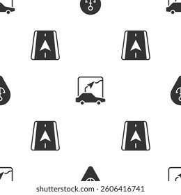 Set Location with anchor, City map navigation and  on seamless pattern. Vector