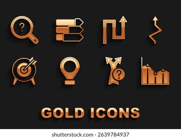 Set Location, Arrow, Pie chart infographic, Target, Unknown search and  icon. Vector