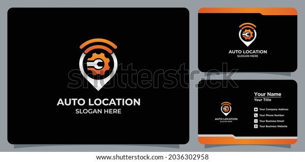 set\
of location and automotive logos and business\
cards