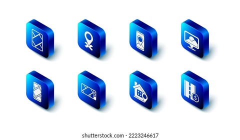 Set Location, City map navigation, Toll road traffic sign, with house, Gps device,  and  icon. Vector