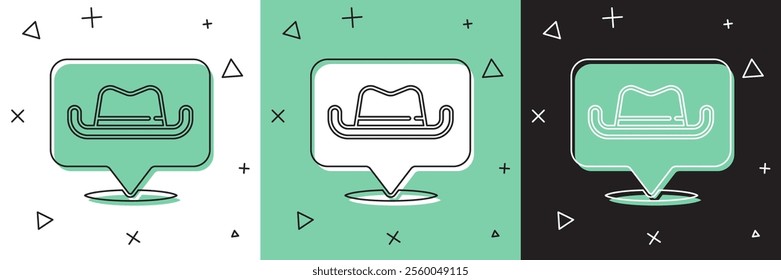 Set Location cowboy icon isolated on white and green, black background.  Vector