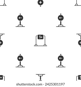 Set Location with cross hospital, Road traffic sign and Traffic turn left on seamless pattern. Vector