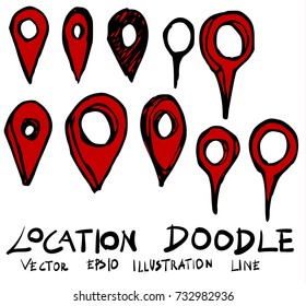 Set of location doodle illustration Hand drawn Sketch line vector