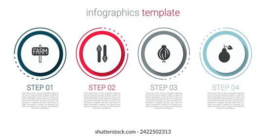 Set Location farm, Asparagus, Garlic and Pear. Business infographic template. Vector