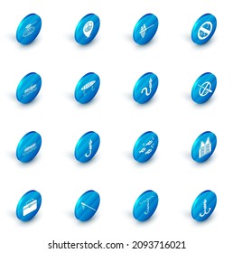 Set Location fishing, Fishing net with, No, boat oars water, rod, lure,  and hook and worm icon. Vector
