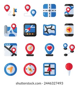 Set of Location Flat Icons 

