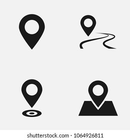 Set of location flat vector icons. Pin point illustration.