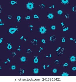 Set Location of the forest, Hammer, Circular saw blade and Tree stump on seamless pattern. Vector