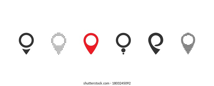Conjunto de puntos de gps de ubicación de diferentes formas. Ilustración del vector