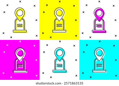 Set Location grave icon isolated on color background.  Vector