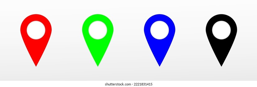 Set of location icon with four different colors. Vector illustration. pointer, pin, navigation icon.