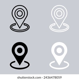 Set of Location icon. Pin icon sign symbol in trendy flat style. Pointer vector icon illustration isolated on gray background