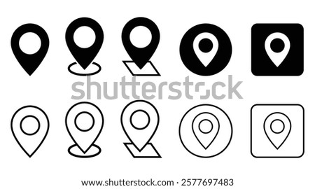 Set of location icon symbol collection. Address place icon symbol. Vector illustration.