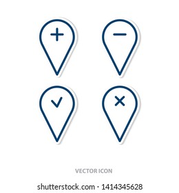 Set of location icon vector.Location pin icon. Navigation map, gps, direction, place, compass, contact, search concept. Modern icon design.