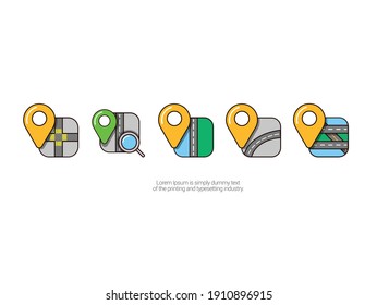 conjunto de iconos de ubicación para el fondo blanco aislado del vector de aplicación.