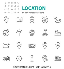 set of location icons, destination, navigator, address, 