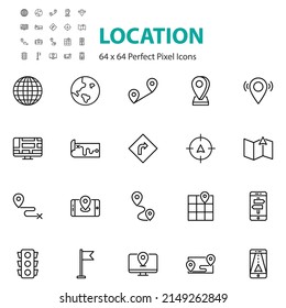 set of location icons, destination, navigator, address, 