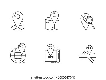Set of location icons in line style. Location concept vector illustration isolated on white background 