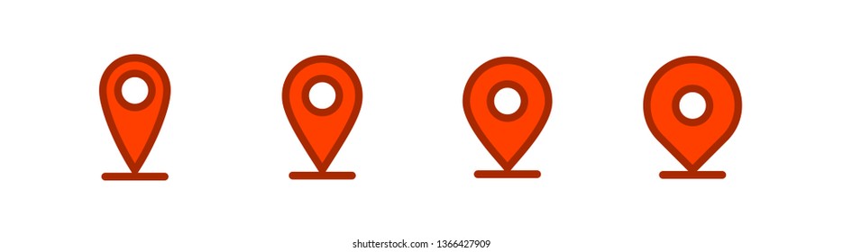 Set of location icons. Map pin pointer symbol. Linear vectors.