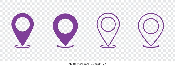 Conjunto de ícones de localização, marcador de localização no mapa. Elemento para design da interface do usuário do site da aplicação. Símbolo de ícone de ponteiro de local em estilo simples. Ícone de pin vermelho e preto, sinal de navegação.