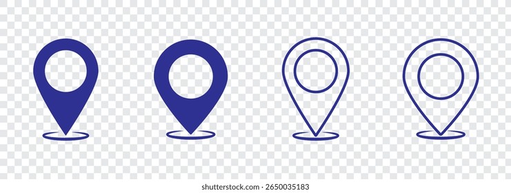 Conjunto de ícones de localização, marcador de localização no mapa. Elemento para design da interface do usuário do site da aplicação. Símbolo de ícone de ponteiro de local em estilo simples. Ícone de pin vermelho e preto, sinal de navegação.