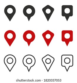 Set of location icons. Modern map markers .Vector illustration on a white background.