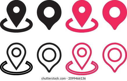 A set of location icons. modern map markers. Maps pin. Location map icon.Map marker pointer icon set. GPS location symbol collection. Flat style 