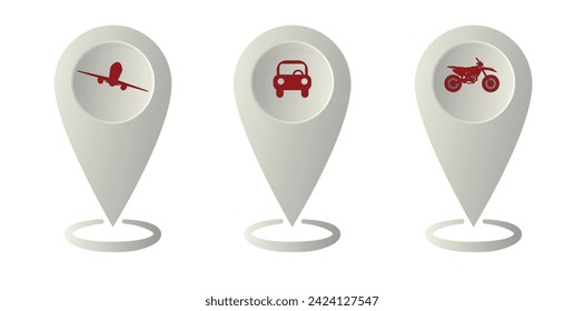 Set of location icons. Modern map markers .Vector illustration on a white background.
