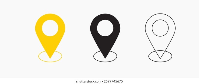 Set of location icons. Modern map markers. Vector illustration on a white background.