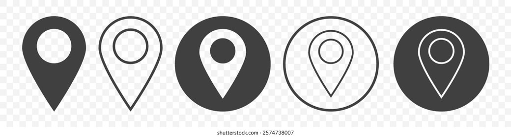 a set of location icons on a white background.