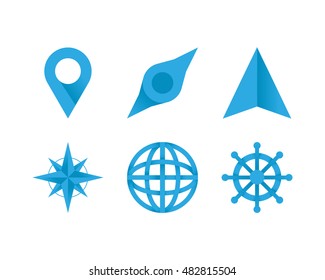 Set of location icons on a white background, Vector illustration