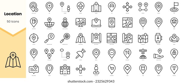 Set of location Icons. Simple line art style icons pack. Vector illustration