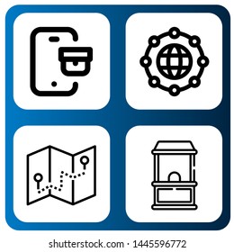 Set of location icons such as Tracking, Worldwide, Navigator, Ticket office , location