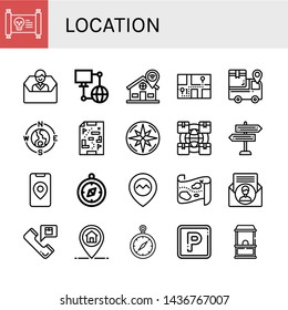 Set of location icons such as Treasure map, Contact us, Network, Location, Navigator, Tracking, Compass, Maps, Logistics, Signpost, Gps, Contact, Marker, Parking, Ticket office , location