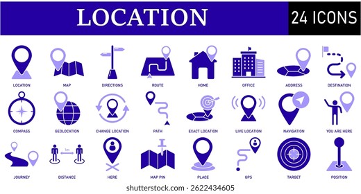 Set of Location Icons or symbols Vector fully editable file.